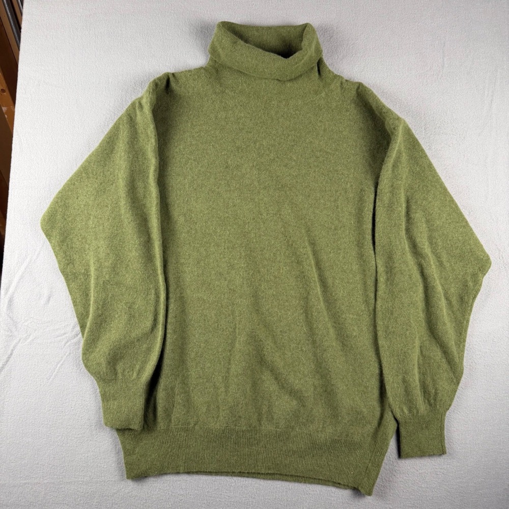 Olimpia Green Wool Angora Blend Turtleneck Sweater Womens Size 517 XL Fall